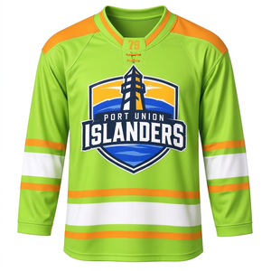 Maillot de hockey sur glace personnalisé vert lime, respirant, à manches longues, pour entraînement d'équipe, avec logo et numéro brodés pour homme - Product Image 1