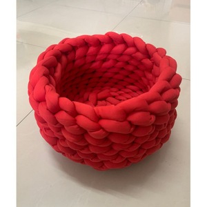 เตียงนอน<span class=keywords><strong>แมว</strong></span>ถักแบบแฮนด์เมดสีสันสดใสตะกร้าสานสำหรับสัตว์เลี้ยงทรงกลมสำหรับลูกสุนัขแมว - Product Image 6