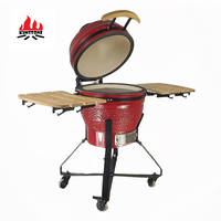 KIMSTONE 18 Zoll Asador De Carbon Roter Kamado XL Outdoor Raclette Keramik Holzkohlegrill