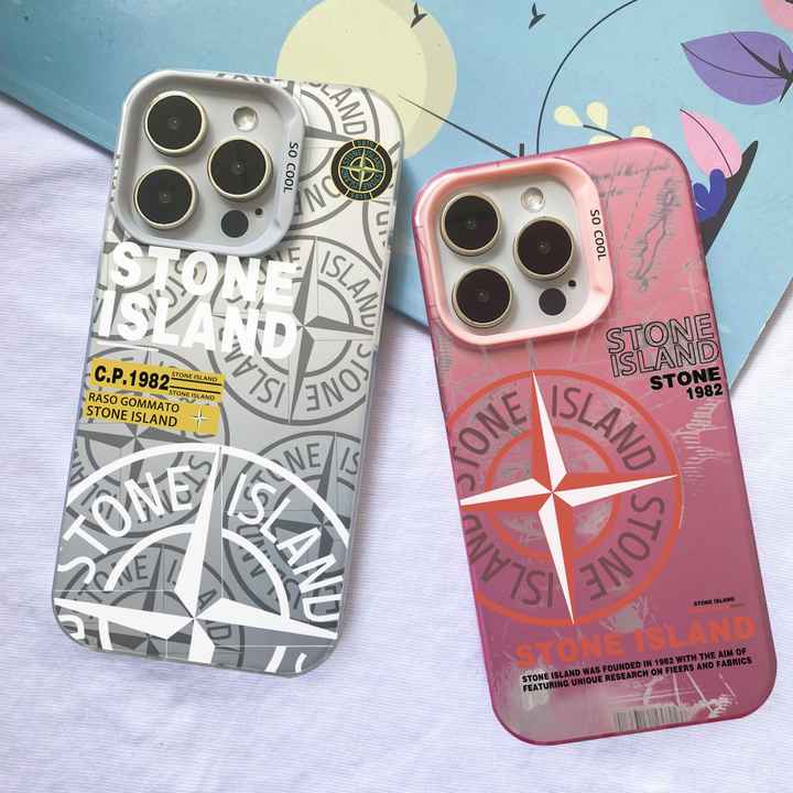 Coque Stone Island Pour IPhone – Tous Modèles, Clip, Plastique Brillant Multicolore