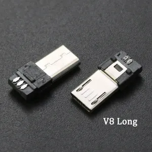 Connecteur mâle Micro USB mâle Micro USB Jack 2.0 5PIN 5 broches prise V8 avec couvercle en plastique pour les types de bricolage