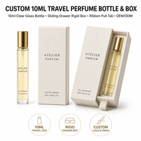 Boîte d'emballage de parfum de luxe 10 ml en gros d'usine, boîte cadeau rigide coulissante pour parfum avec insert en mousse et ruban de tirage