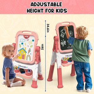 Регулируемая высота 360 градусов вращающийся стоячий двухсторонний мольберт доска для рисования игрушечный мел доска белая доска для рисования художественный мольберт набор - Product Image 4