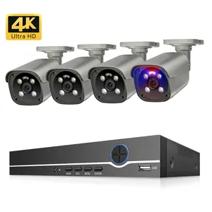 Câmera de vigilância por vídeo, conjunto de 4k, sistema cctv, 8mp, câmera externa, câmera de detecção de veículo