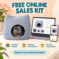 Vente en gros de niche pour chat en feutre polyester personnalisée, lit-caverne pour chat d'intérieur avec design oreilles de chat, OEM, abri pour animaux de compagnie