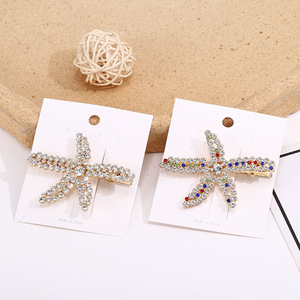 Pinza para el pelo de perlas de estrella de mar, pinza de pico de pato con perlas de diamantes de imitación, tocado diario, hecho en China - Product Image 3