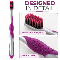Brosse à dents manuelle antidérapante à poils arrondis pour adultes avec poignée confortable, nettoyage de la plaque dentaire, fournitures dentaires en gros
