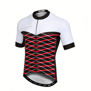 Maillot de cyclisme à manches courtes multi-designs avec impression par transfert thermique, coutures renforcées, diverses teintes, pour magasins de vélos, stock important disponible - Product Image 2