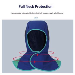 Capuche <span class=keywords><strong>de</strong></span> <span class=keywords><strong>soudeur</strong></span> électrique à fentes, protection ignifuge, anti-éclaboussures, isolation thermique, anti-brûlure, 100 % coton, pour soudures à l'argon - Product Image 3