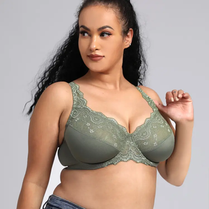Ventes directes d'usine Ultra-mince grande taille pleine coupe sous-vêtements dentelle <span class=keywords><strong>transparente</strong></span> large bandoulière soutien-gorge pour femmes - Product Image 4