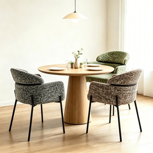 Modern Upholstered <b>Dining</b> <b>Chair</b> With Fabric Seat Metal Legs Contemporary Design Home Furniture - Product Image 5