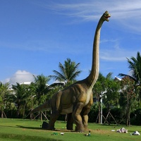 Dinosaure animatronique Brachiosaurus fait main, étanche, à long cou, de 15 m, pour parc à thème et aire de jeux extérieure