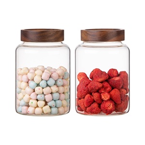 Wide Mouth Large Capacity <b>Kitchen</b> <b>Storage</b> Borosilicate Glass Spice <b>Storage</b> Container <b>Jar</b> with Thread Wooden Lid <b>for</b> Food <b>Storage</b> - Product Image 5
