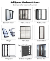 Fenêtres à battants modernes à double vitrage avec cadre en alliage d'aluminium, ouverture horizontale, pour hôtels et villas