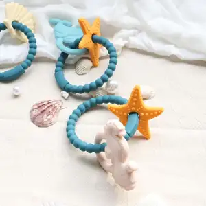 PAISEN Ocean Sea Horse Starfish Silicone Soft Baby Kid Chocalho Teether Brinquedos Infantis Brinquedos mastigáveis Baby Teether Infantil Brinquedos