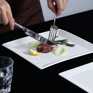 Vente en gros d'assiettes à dîner au design moderne vaisselle <span class=keywords><strong>blanche</strong></span> assiettes carrées en porcelaine pour restaurants <span class=keywords><strong>assiette</strong></span> plate en porcelaine <span class=keywords><strong>blanche</strong></span> - Product Image 1