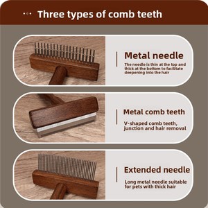 Conveniente peine de madera para mascotas para gatos y <span class=keywords><strong>perros</strong></span> Depilación segura Cepillo DE ASEO Rastrillo de limpieza Suministro esencial para mascotas - Product Image 3