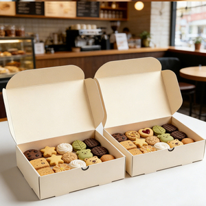 กล่องขนมพิมพ์โลโก้ตามสั่ง กล่องกระดาษแข็งสีขาวสำหรับขนมคุกกี้ บัตเตอร์ ชีส ขนมอบ เป็นมิตรกับสิ่งแวดล้อม - Product Image 1
