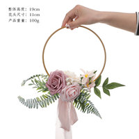 Guirnalda de novia, suministros para fiestas, decoración de boda, arreglo floral hecho a mano, corona de flores rosas, accesorios de decoración