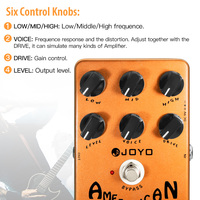 Pédale de guitare Overdrive JOYO JF-14 AMERICAN SOUND avec égaliseur 3 bandes, simulation du son classique de l'amplificateur Fd 57 Deluxe