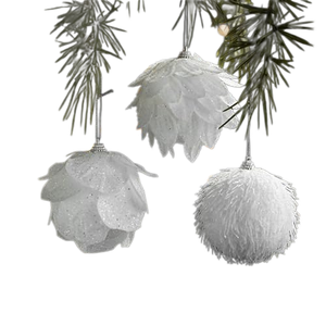 Xmas Shatterproof Custom Christmas Ball logo Design 8cm 3pcs/box Foam Christmas Ball White Hanging Christmas Ball <b>Tree</b> <b>Ornaments</b> - Product Image 1