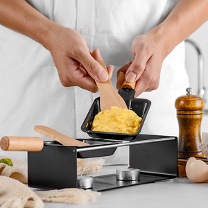 Besafe Mini poêle à fromage antiadhésif portable à la chandelle pour fondre le fromage <span class=keywords><strong>Raclette</strong></span> Grill Set avec spatule en bois - Product Image 3