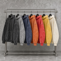Großhandel 425GSM 100% Baumwolle Gewaschener Hoodie Unisex Schwergewicht Individueller Druck Übergroßer Känguru-Taschen-Pullover Fabrikfertigung