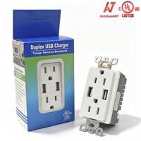Nordamerikanischer Standard-konformes 15A TR USB-Wandsteckdose BAS15-2USB 2 Typ-A Weiße Doppel-Ladebuchse OEM ODM