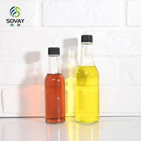 Vide 150ml 5oz clair Woozy Chili Salade Ketchup Sauce chaude Bouteille en verre avec bouchon noir et bouchon rouge Bouteille en verre pour collation