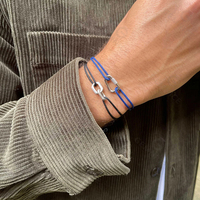 Bracelet en argent 925 Gemnel pour homme, cordon réglable avec mousqueton, bijoux en corde audacieux pour streetwear