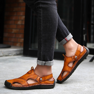 High Quality Plus Size Men's Casual Sandals Breathable Slip-On Leather <b>Beach</b> <b>Shoes</b> Flat Outdoor Summer Winter <b>Beach</b> Slippers - Product Image 6