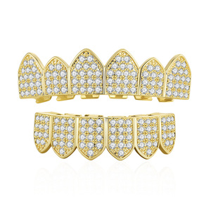 Fine Grillz plaqué or diamanté, accessoires de fête hip-hop unisexe - Product Image 5