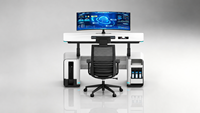 Bureau électrique réglable en hauteur pour le télétravail, poste de travail ergonomique assis-debout avec cadre métallique moderne