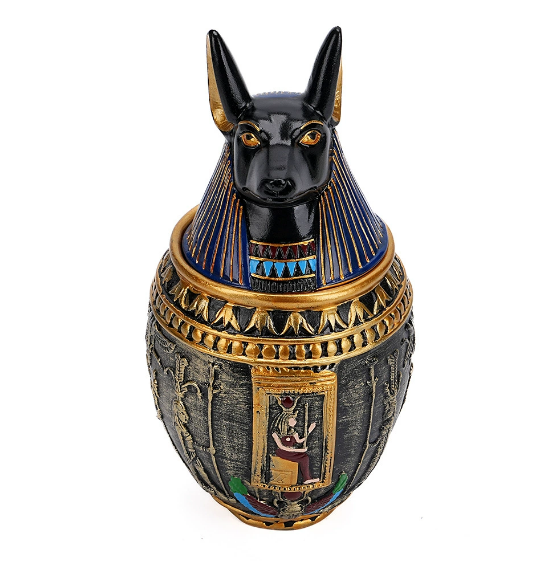 Vaso del dio cane egiziano in oro nero