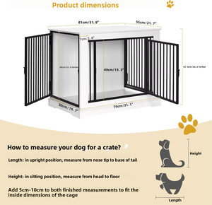 Jaula de madera decorativa ecológica para perros de 3 puertas, diseño clásico moderno, perrera estable y duradera para perros con mesa para perros pequeños/medianos - Product Image 4