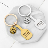Porte-clés pendentif raquette de pickleball en acier inoxydable réglable, écologique, de haute qualité, design moderne et minimaliste, vente en gros