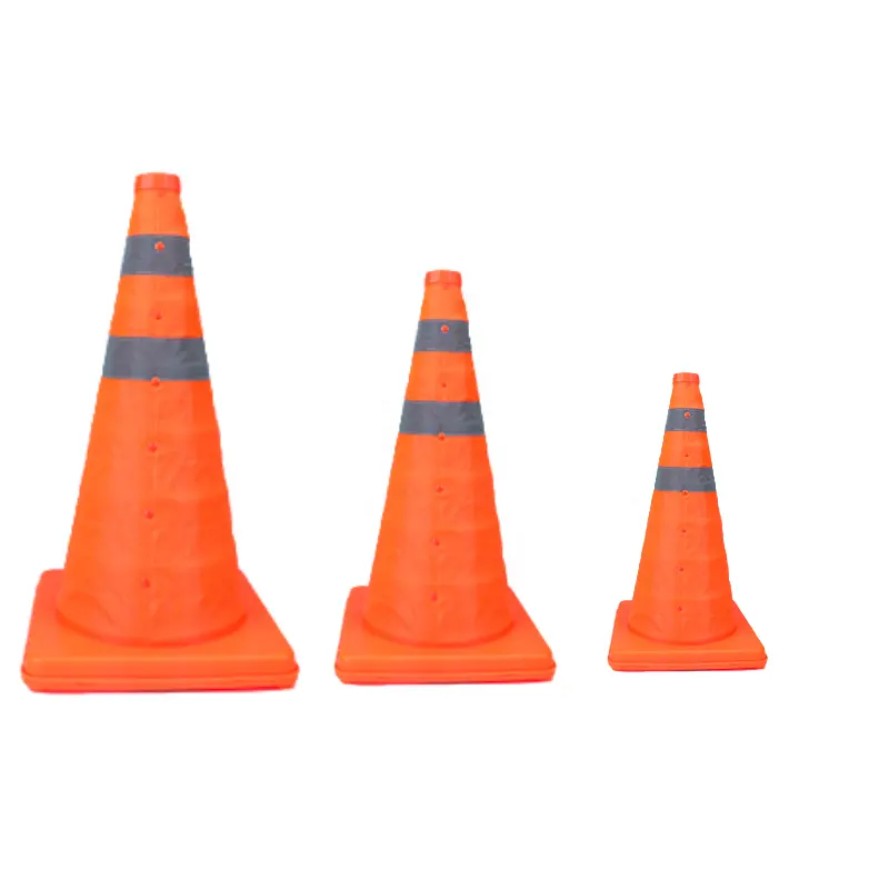 15cm Reflective logo printed slim line solid orange foldable safety traffic cone