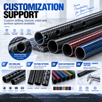 Tube en fibre de carbone moulé par compression étanche de 1000 mm, tuyau en fibre de carbone durable pour mât de drapeau extérieur et bâtons de trail running OEM