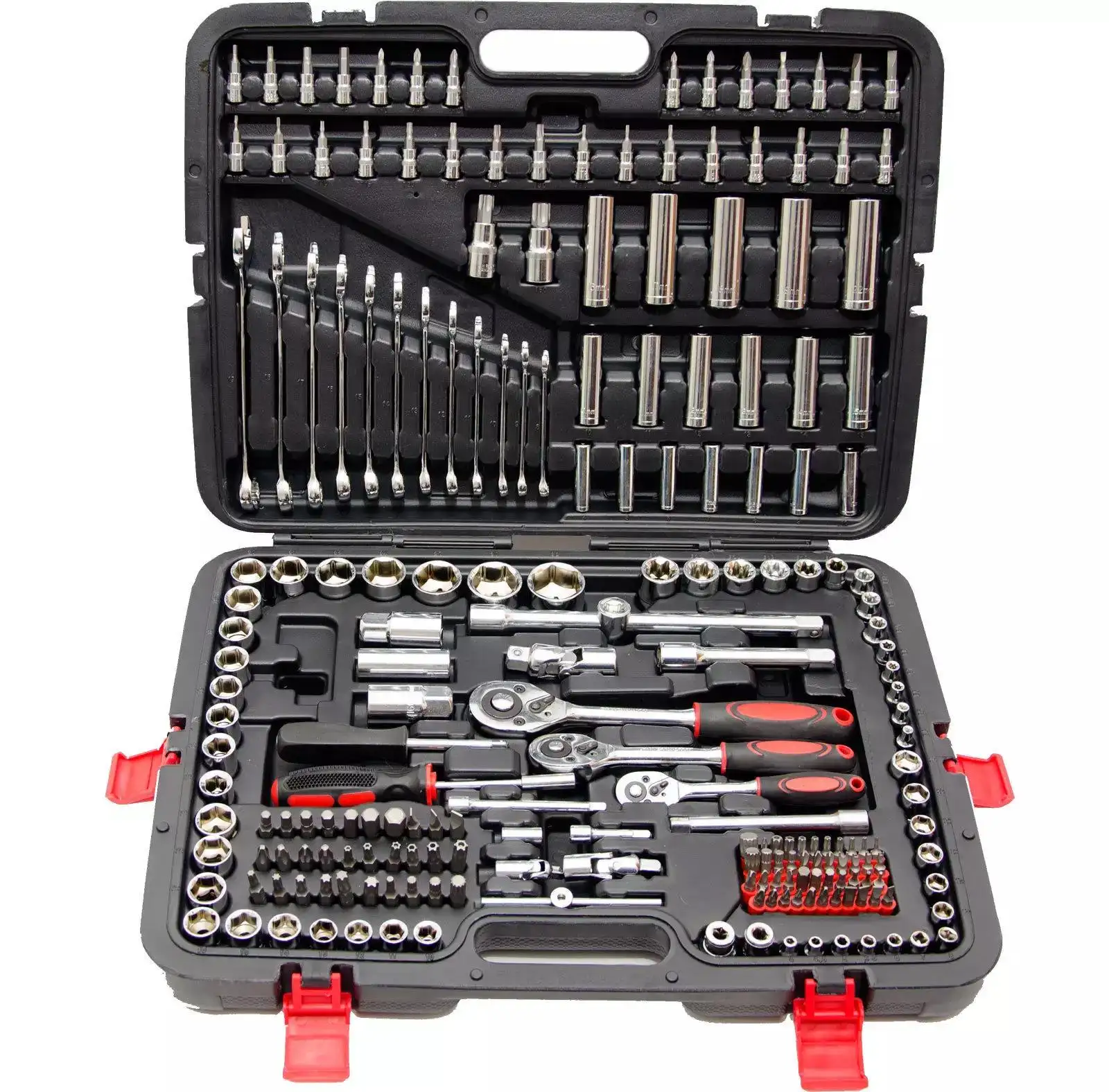 oem provider wholesale 215pcs 1/4" 3/8"&1/2" professional hand socket tool sets for mechanics in workshop and garage