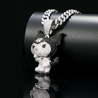 Collier Pendentif Personnage Dessin Animé Petit Diable Hip-hop en Gros, Micro-incrusté de Zircons Cubiques, Collier Mignon pour Hommes et Femmes, Bijoux Hip Hop
