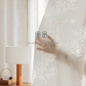 Soggiorno rurale di lusso balcone protezione solare specchio Jacquard velo tenda di garza bianca - Product Image 2