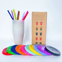 Gobelet à paille thermosensible en PP de 475 ml (16 oz) qui change de couleur à froid, personnalisable avec logo