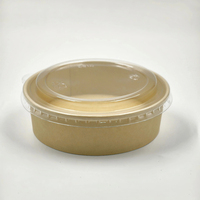 Bol à salade jetable en pulpe de bambou de 500 ml avec couvercle, récipient alimentaire à emporter