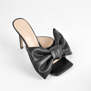 Sandales à nœud papillon colorées de haute qualité, à bout carré ouvert, pour l'été, à enfiler, à talon fin et haut, grande taille 43 - Product Image 6