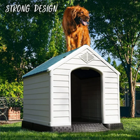 Pawise modernes Outdoor Indoor Kunststoff-Haustier-Hundehaus in mehrfacher Größe mit erhöhten Boden und Lüftungsöffnungen für kleine mittlere große Hunde