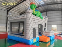 Château gonflable dinosaure avec toboggan, qualité commerciale, en PVC, pour location événementielle, idéal pour les enfants