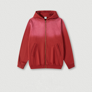 ผู้ผลิตเสื้อผ้า H5426 เสื้อฮู้ดซิปแบบมีซับในผ้าฟลีซผสมฝ้าย 370 กรัม ล้างสีแบบแอซิดวอช สำหรับผู้ชาย - Product Image 6