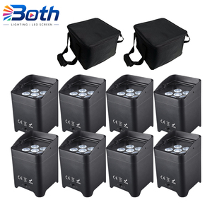 ไฟ LED Wash Uplight แบบไร้สาย 8 ชิ้น พร้อมแบตเตอรี่ในตัว ควบคุมผ่านแอพ 6x18W RGBWA+UV บรรจุ 2 กระเป๋า เหมาะสำหรับงานแต่งงานและดีเจ - Product Image 1