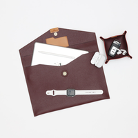 Pochette vintage en cuir PU pour ordinateur portable, fine et légère, avec bouton-pression, multi-usages, pour documents et tablette