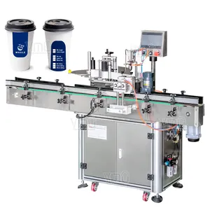 Yimu Ym515 Automatische Yoghurt Cup Labeller Gebruikt Water Ronde Fles Plastic Papieren Buis Beker Etiketteermachine